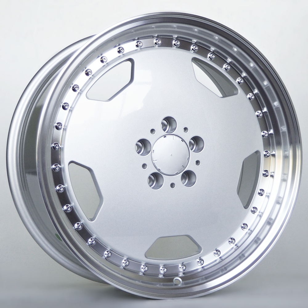 Faust 8,5X19 5X112 ET35 66,6 Silver Machine Lip Chrome Rivets
